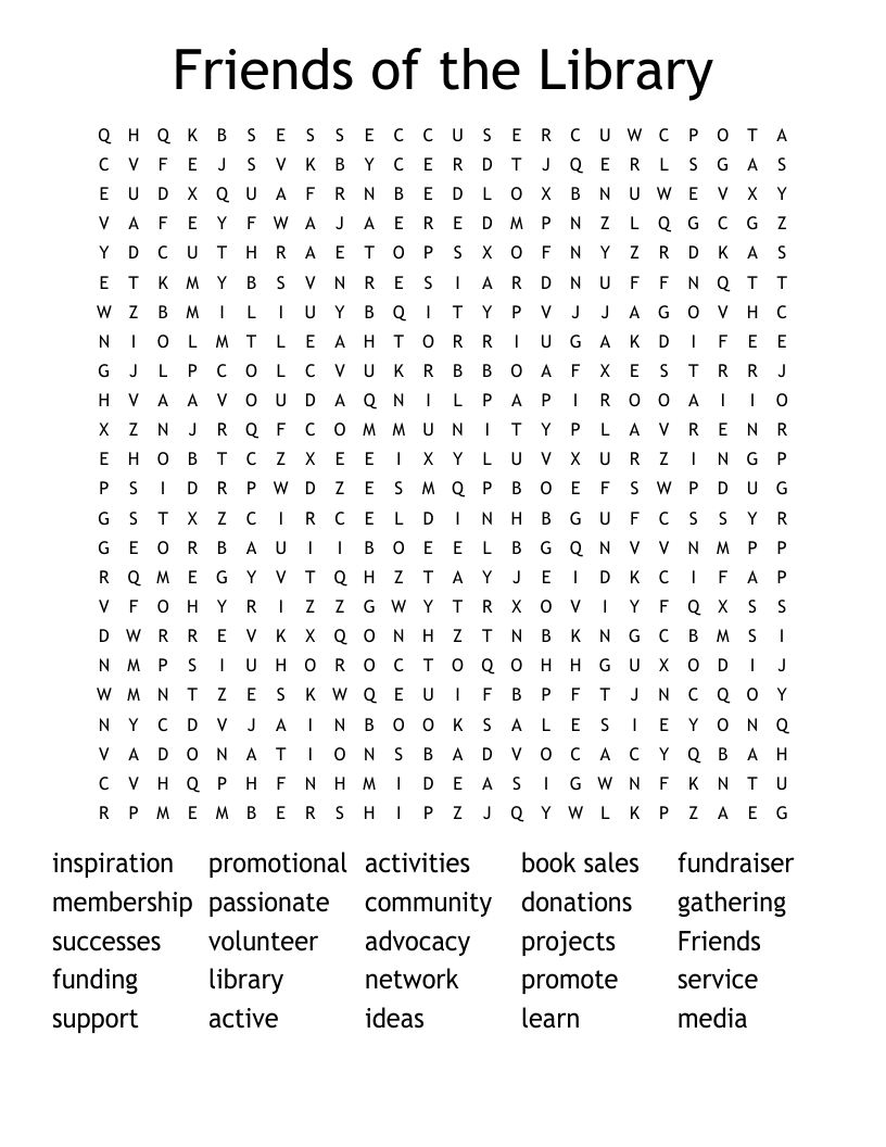 Friends of the Library Word Search