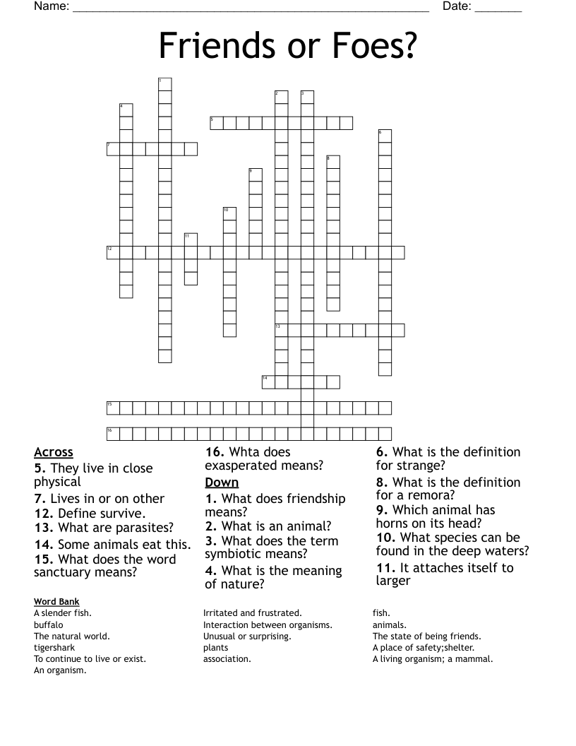 Friends or Foes? Crossword