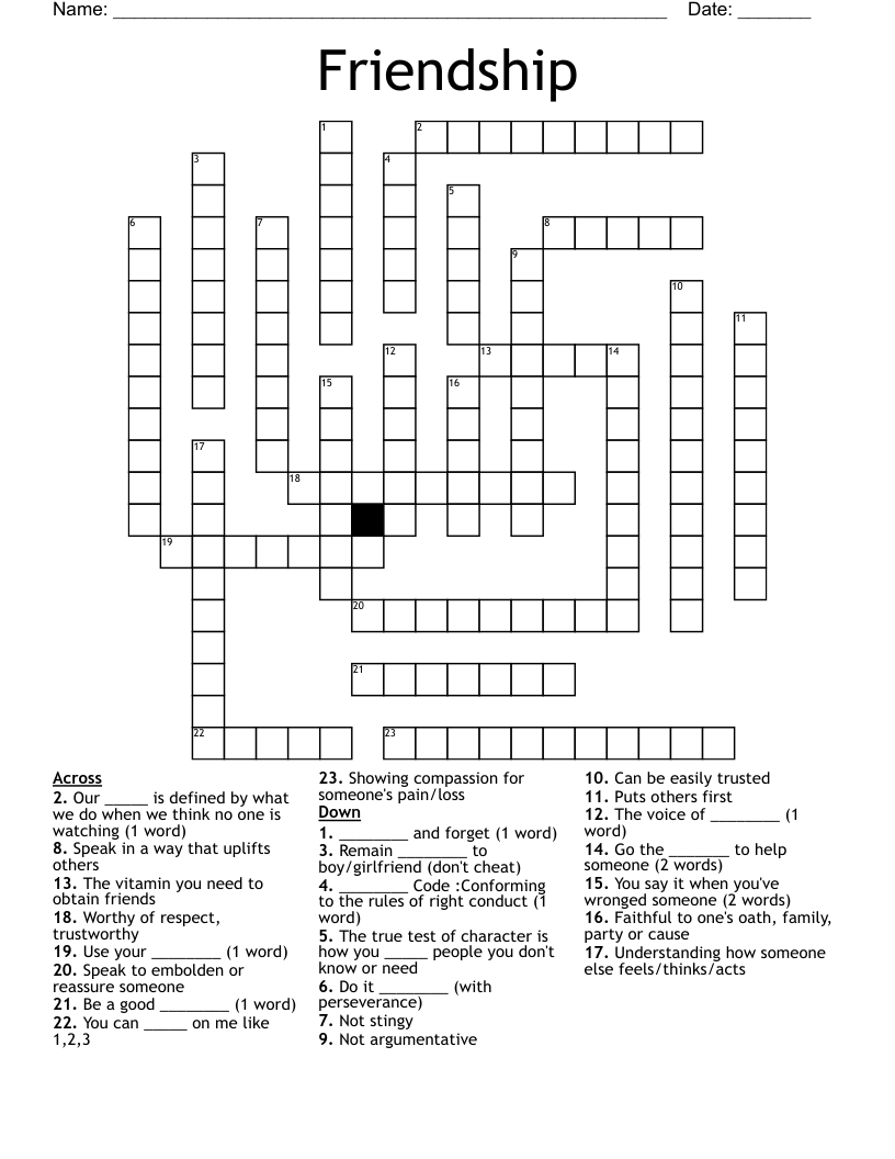Friendship Crossword