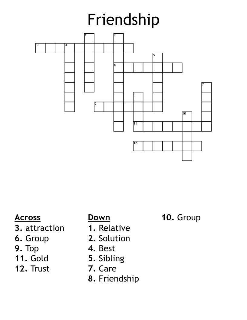 Friendship Crossword