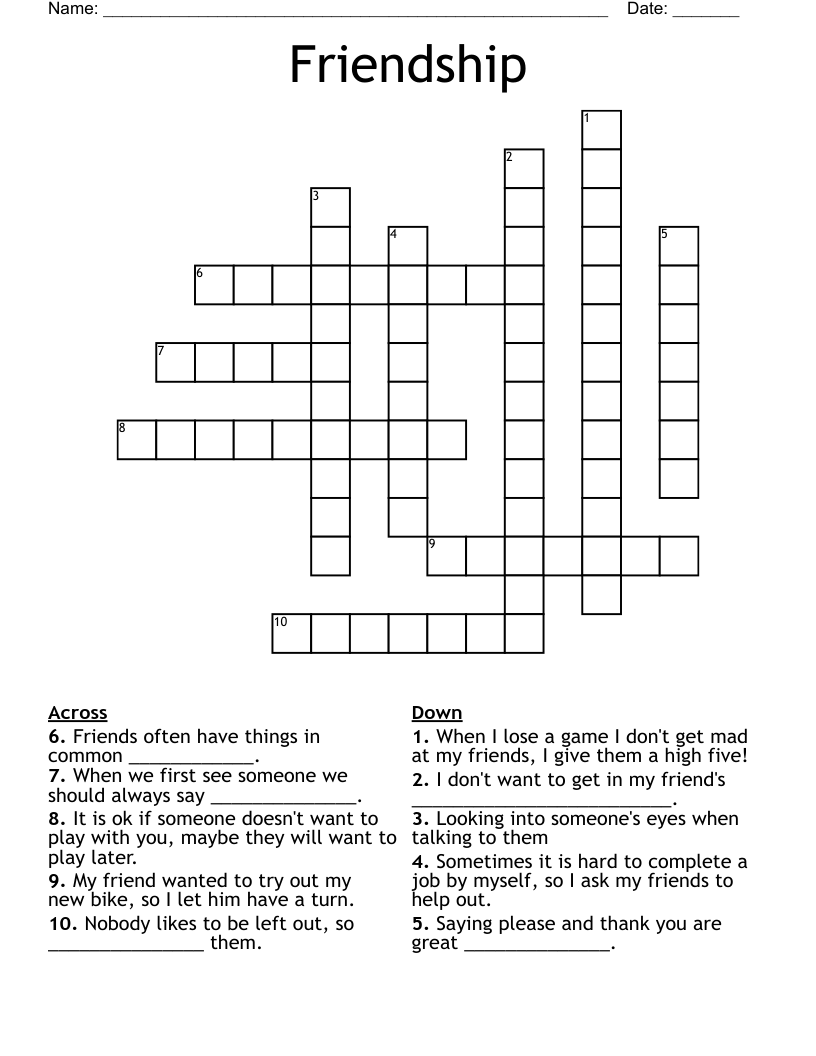 Friendship Crossword