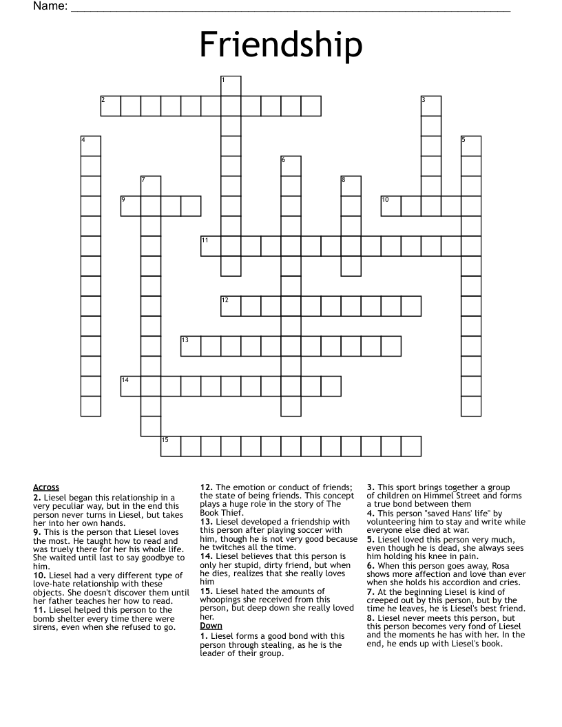 Friendship Crossword
