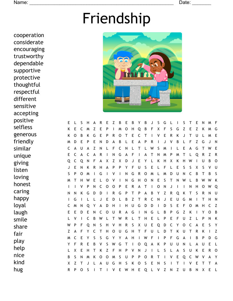 Friendship Word Search