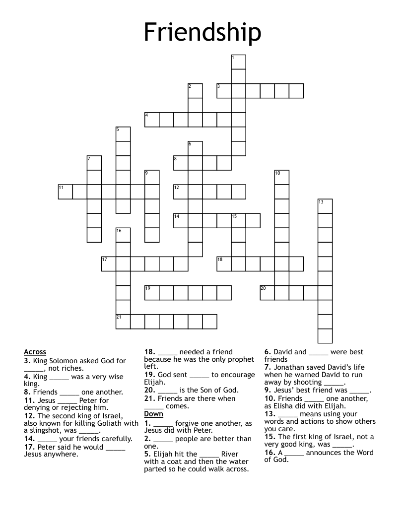 Friendship  Crossword