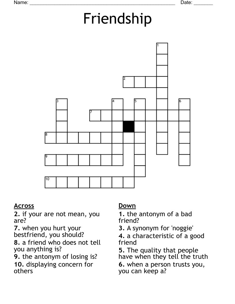 Friendship  Crossword