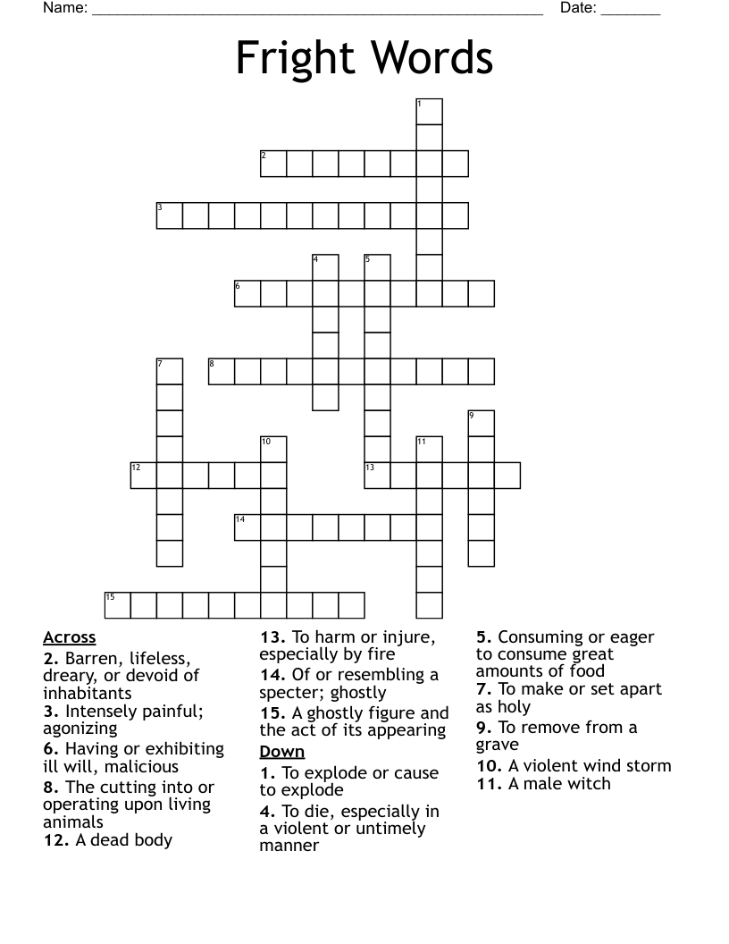 Fright Words Crossword