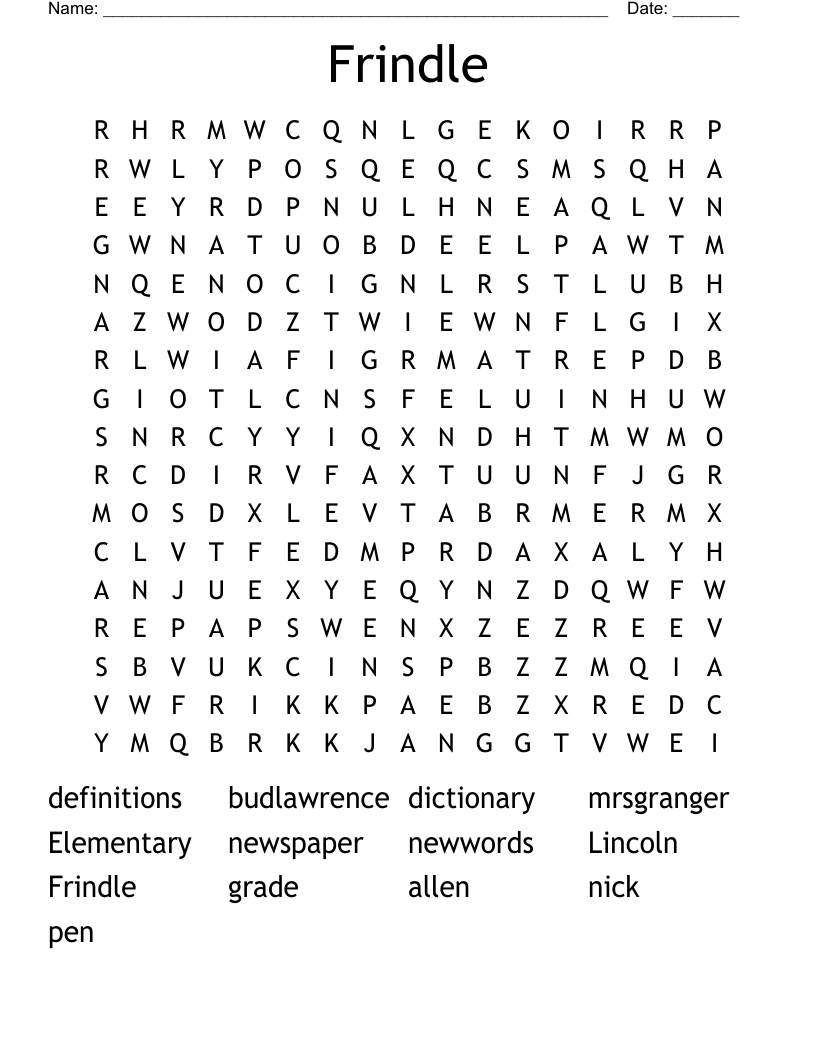 Frindle Word Search