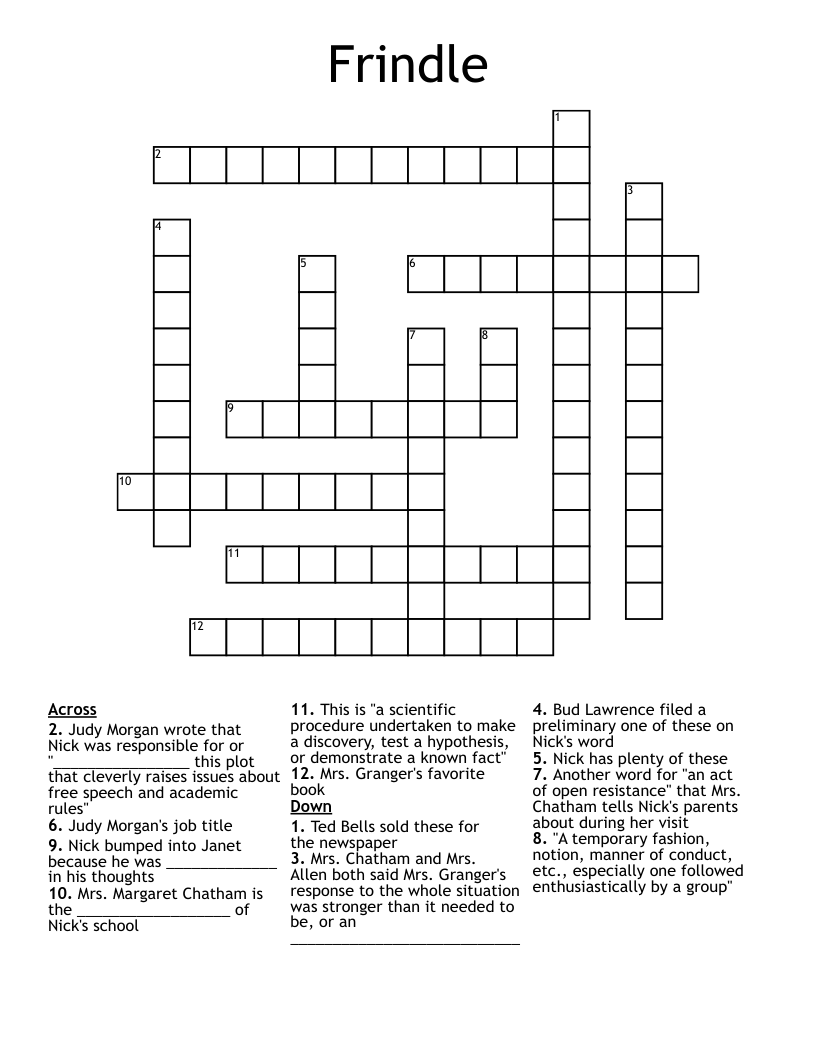 Frindle Crossword