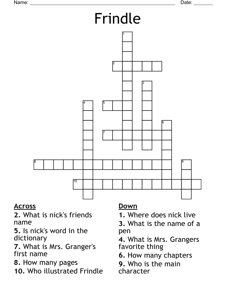 Frindle Crossword