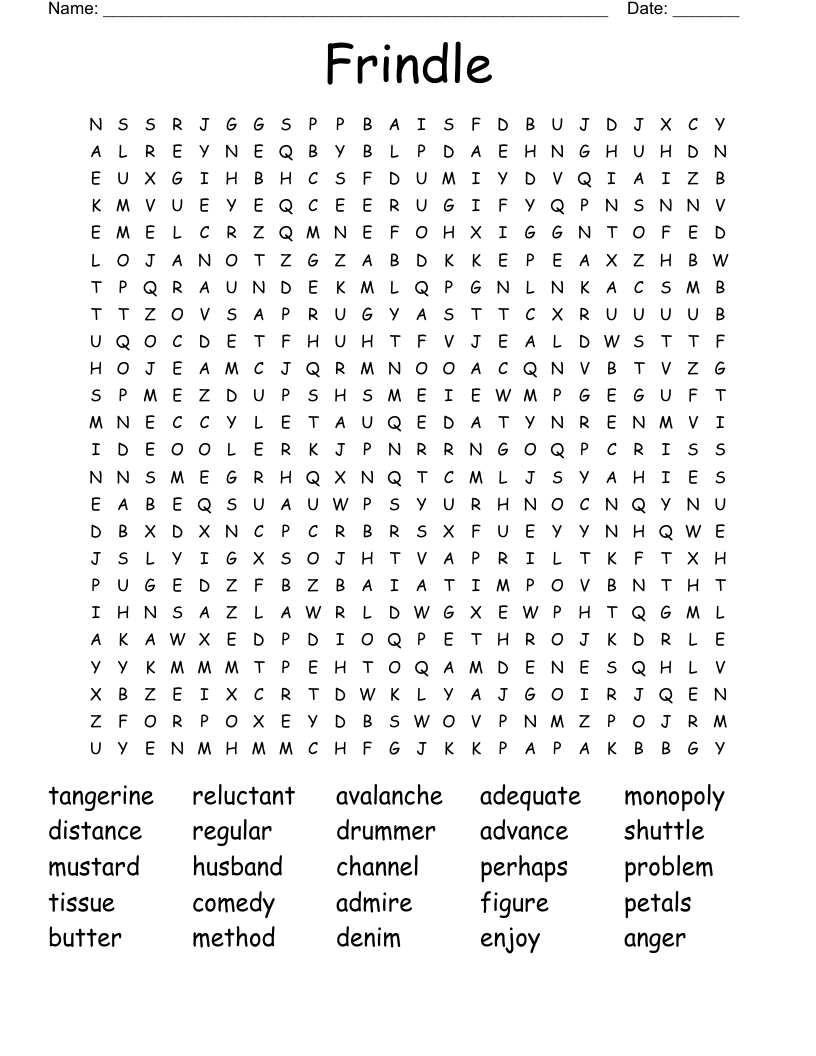 Frindle Word Search