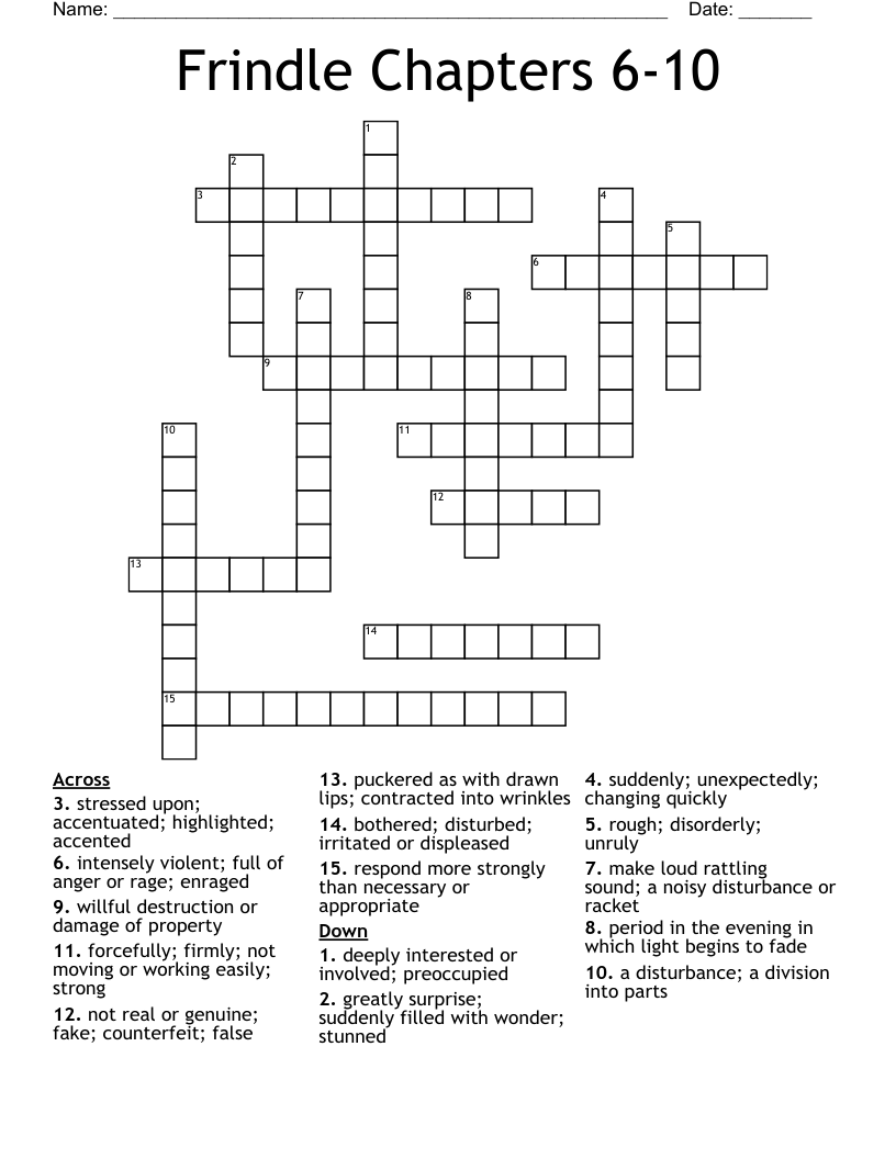 Frindle Chapters 6-10 Crossword