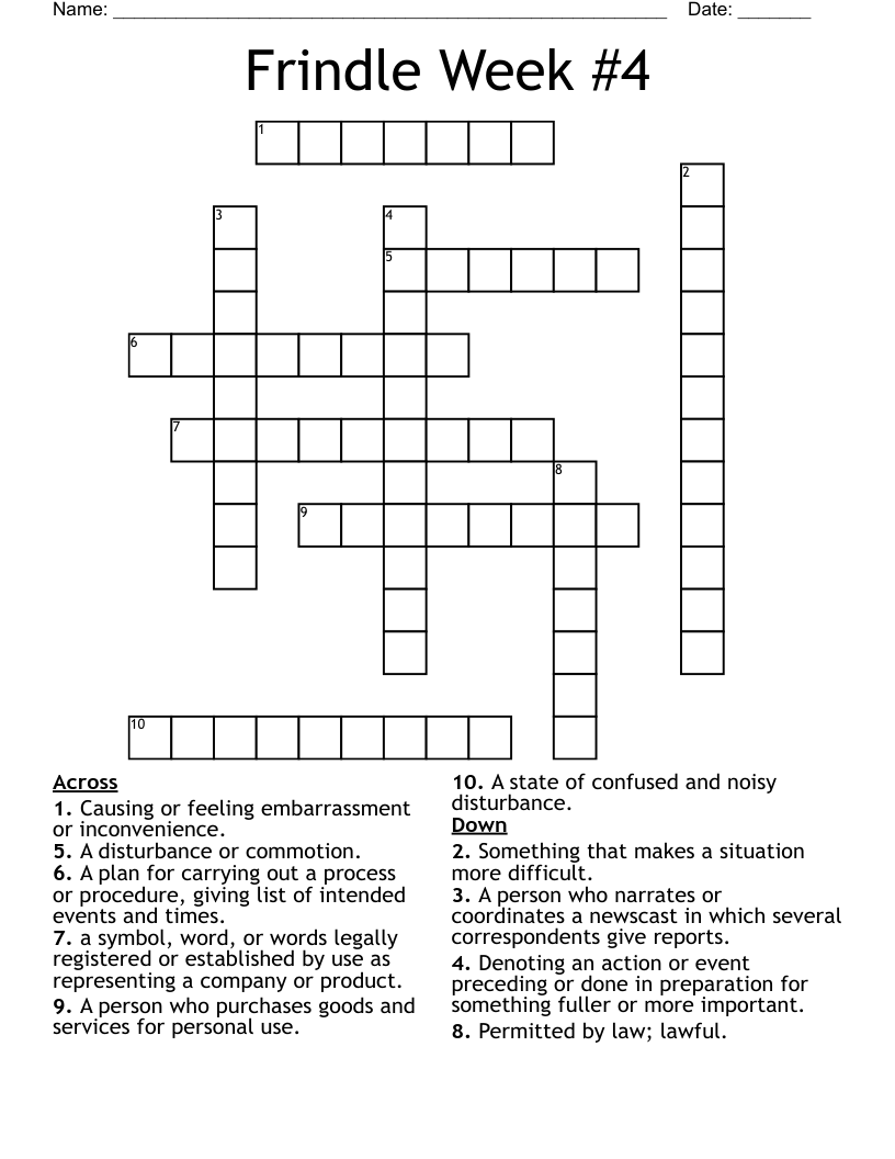 Frindle Week #4 Crossword