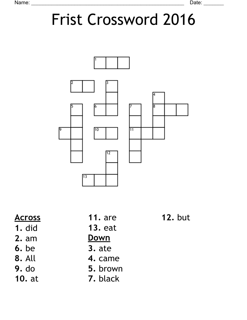 Frist Crossword 2016