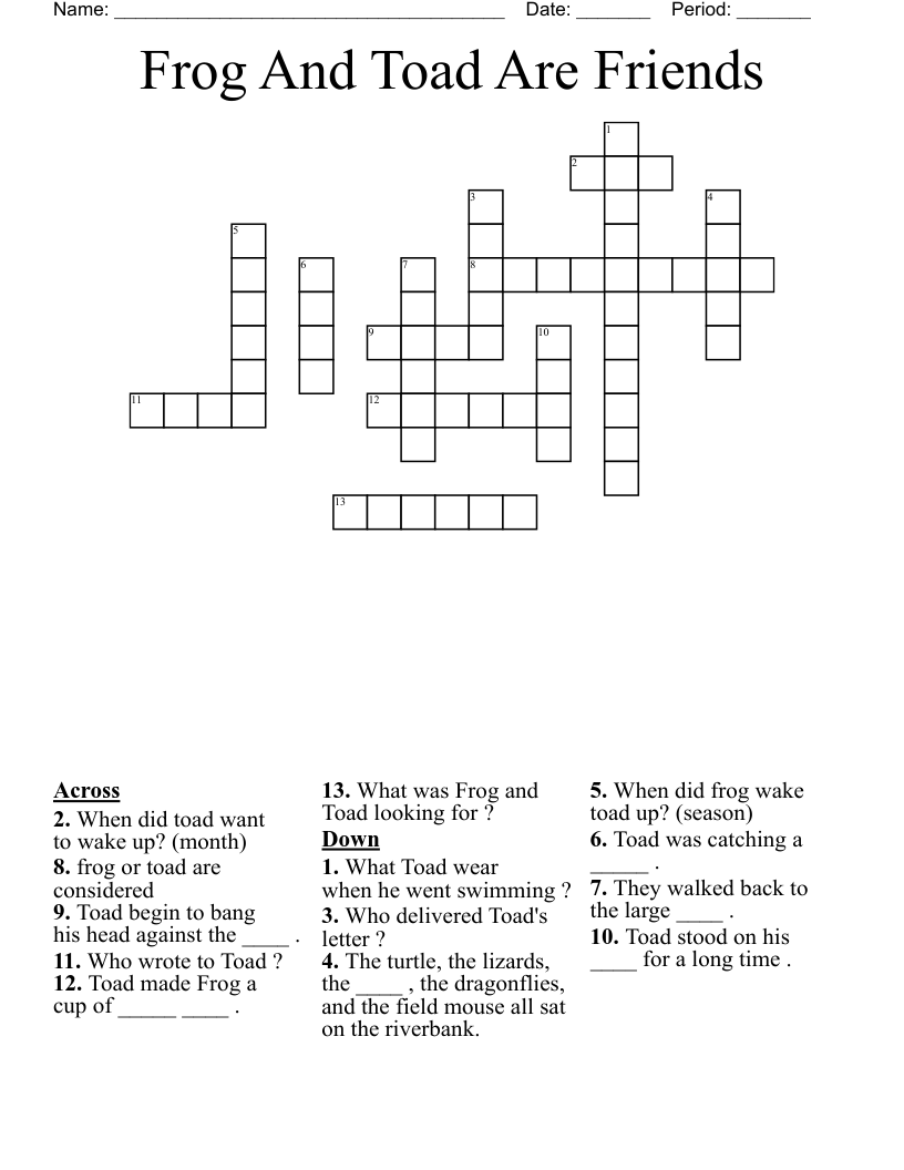 Frog And Toad Are Friends Crossword