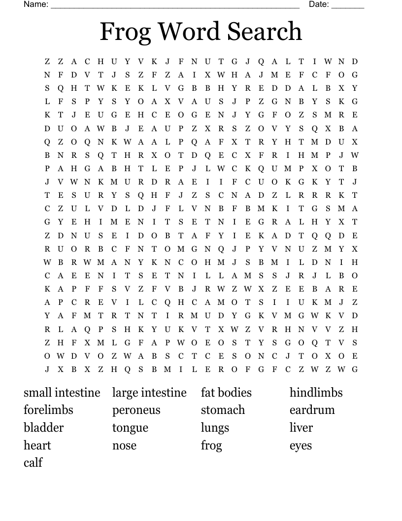 Frog Word Search