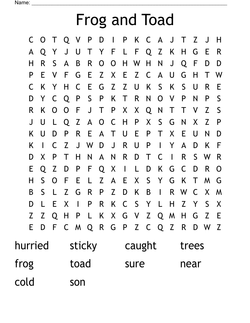 Frog and Toad Word Search