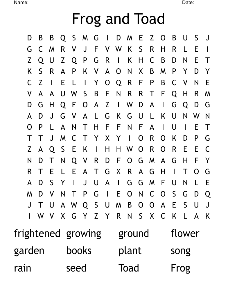 Frog and Toad Word Search