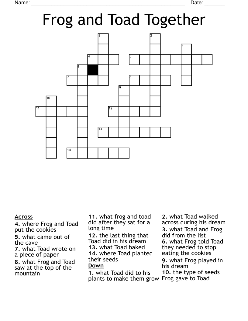 Frog and Toad Together Crossword