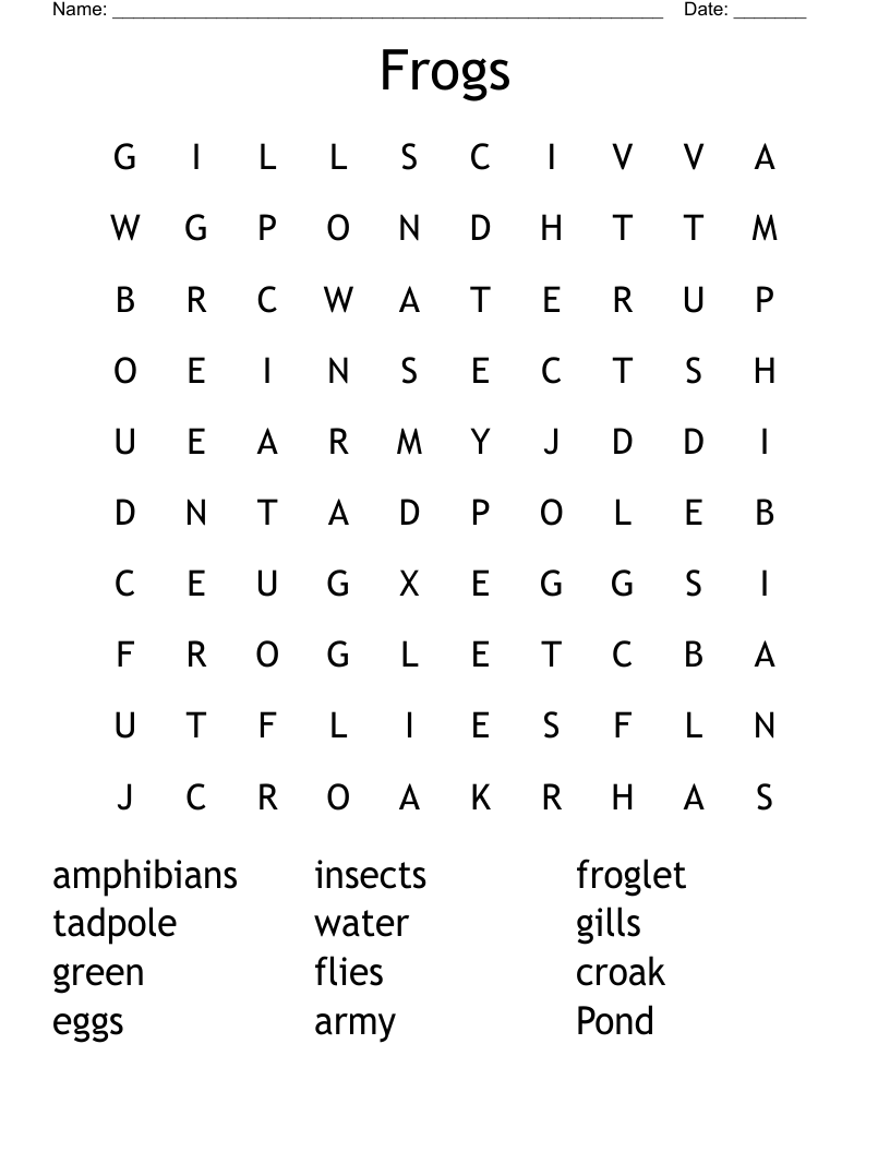 Frogs Word Search