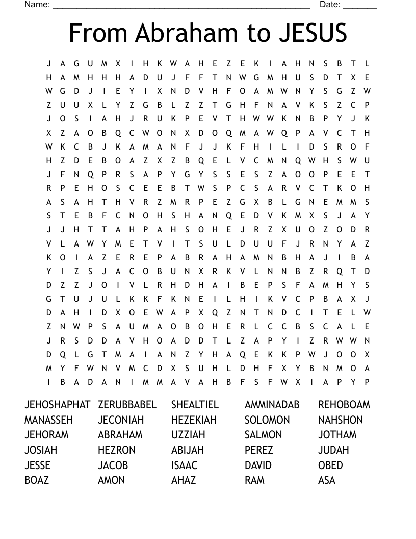 From Abraham to JESUS Word Search