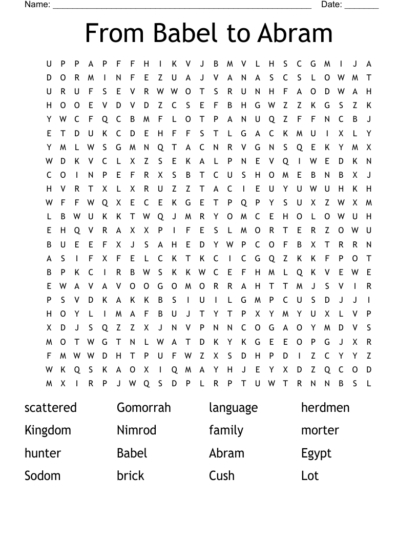 From Babel to Abram Word Search