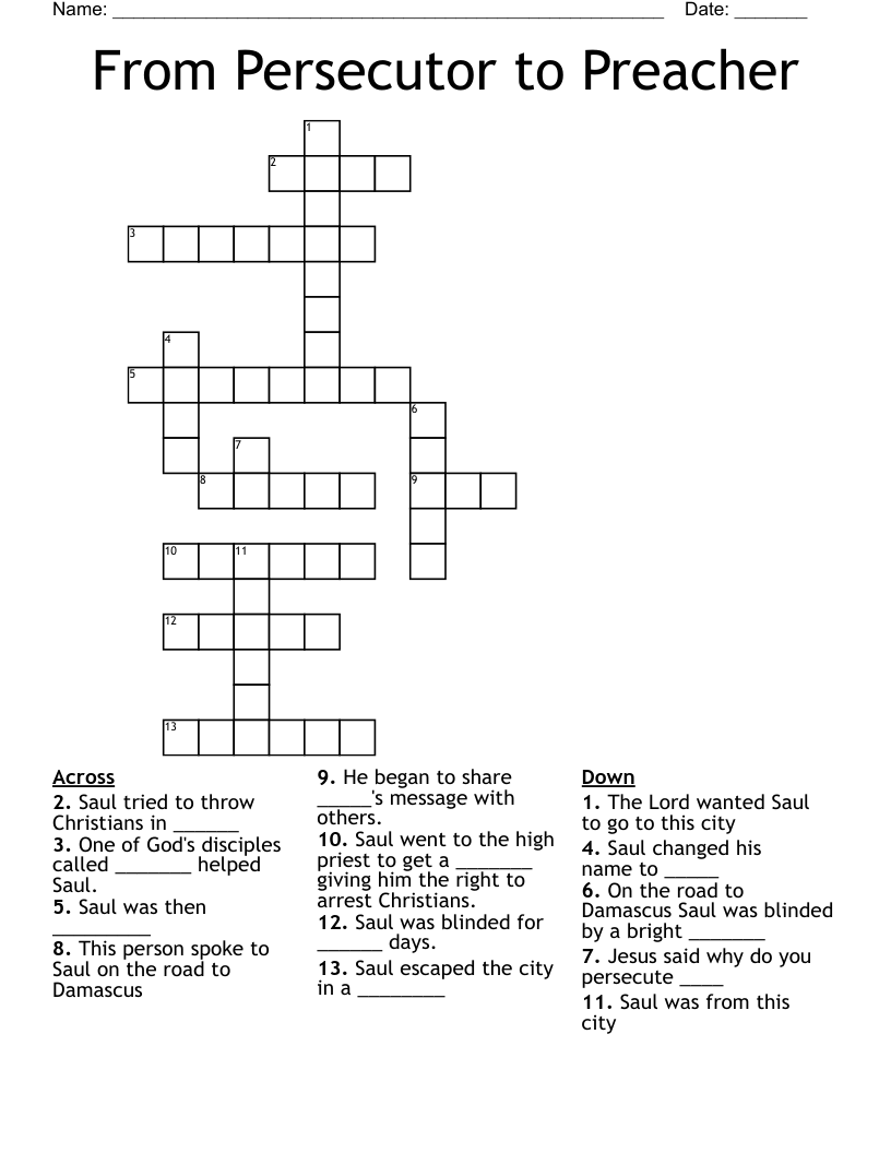 From Persecutor to Preacher Crossword
