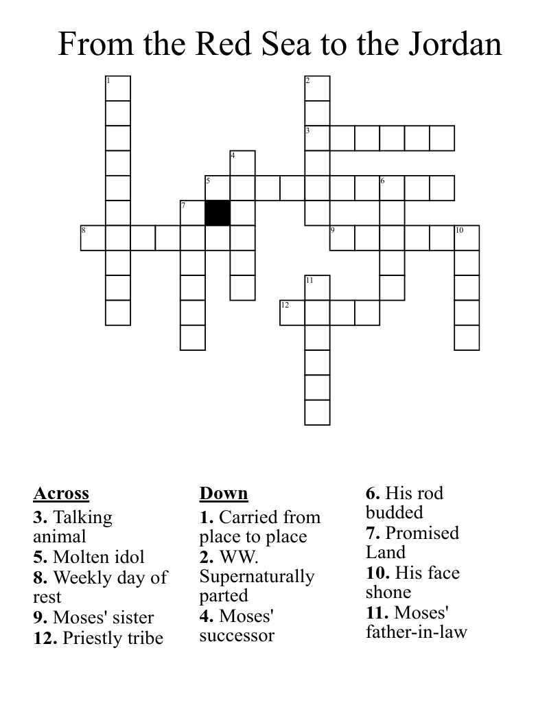 From the Red Sea to the Jordan Crossword