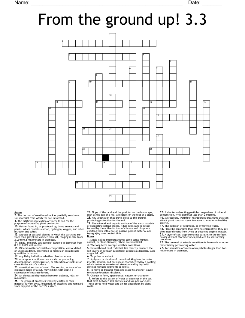 From the ground up! 3.3 Crossword