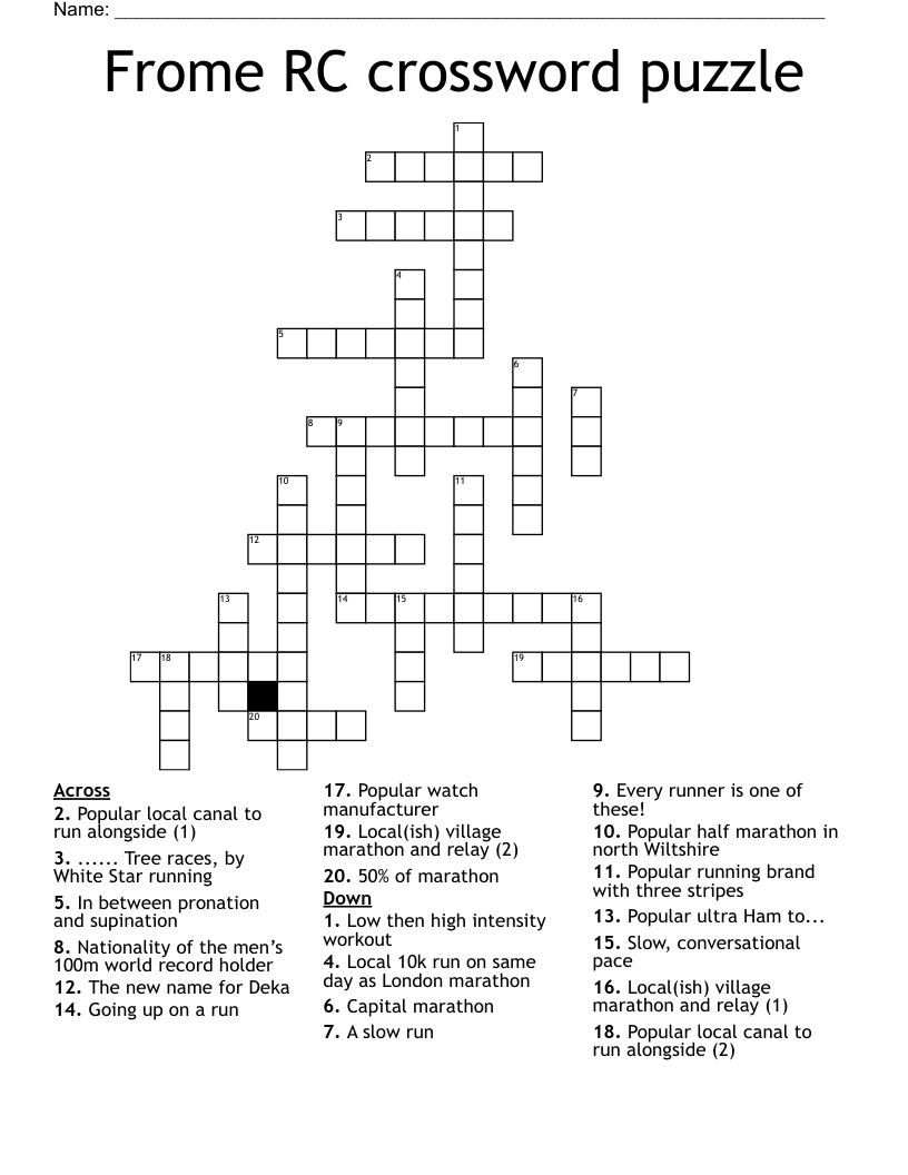Frome RC crossword puzzle