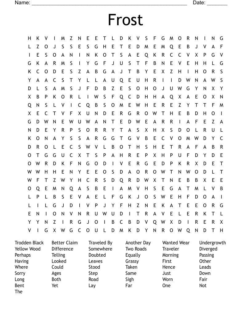 Frost Word Search