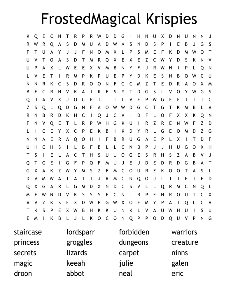 FrostedMagical Krispies Word Search