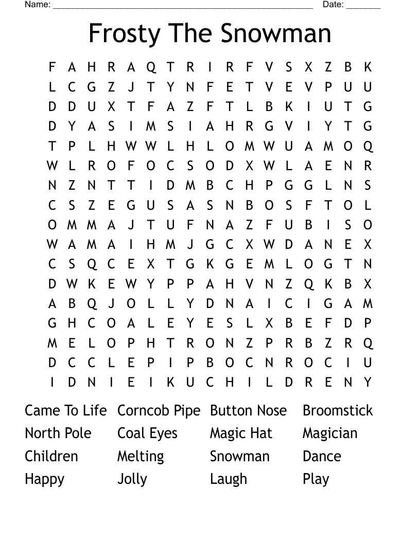 Frosty The Snowman Word Search