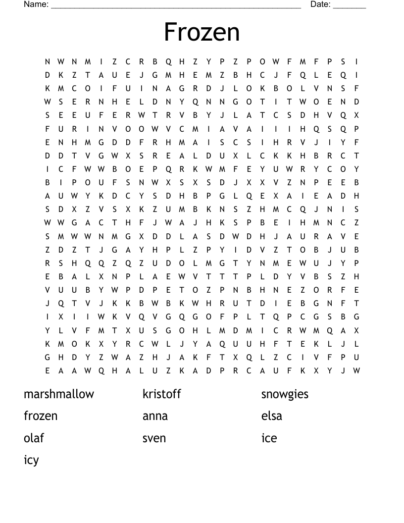Frozen Word Search
