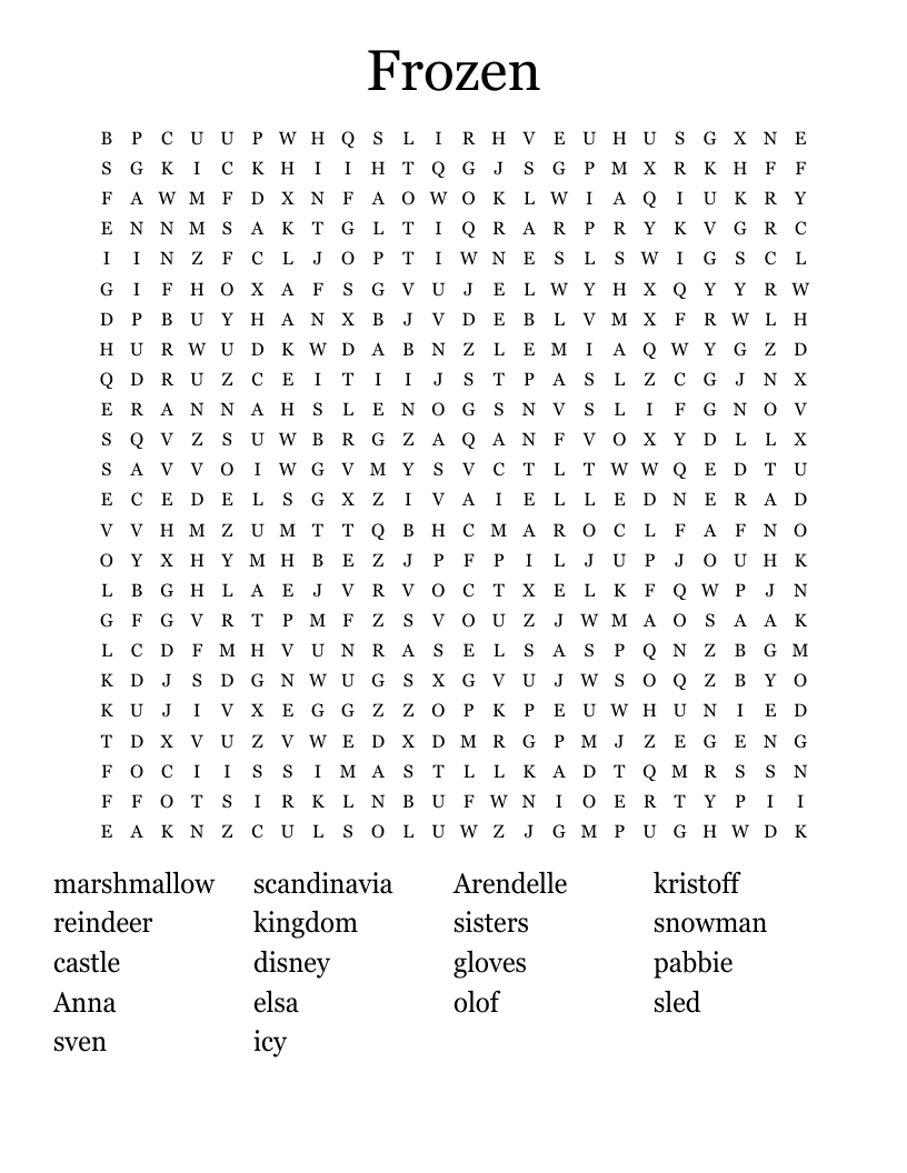 Frozen Word Search