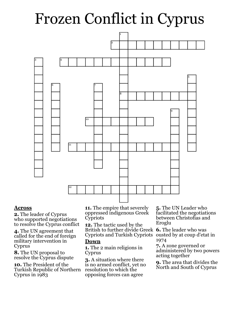 Frozen Conflict in Cyprus Crossword