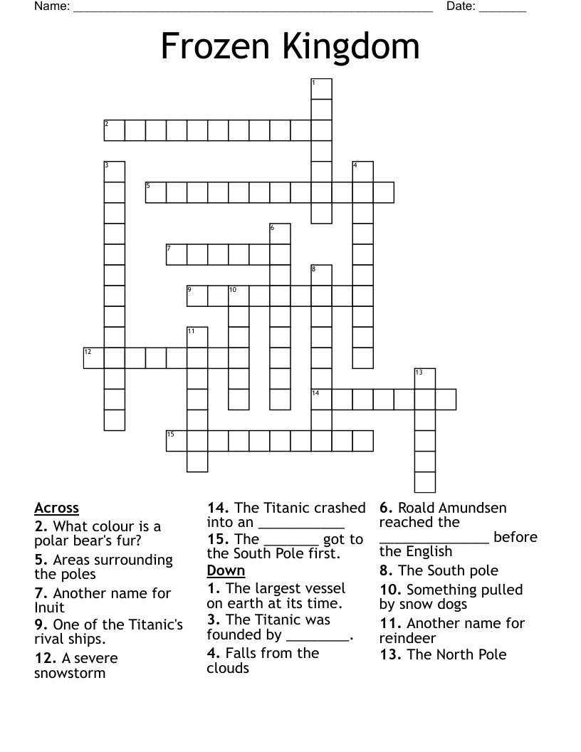 Frozen Kingdom Crossword
