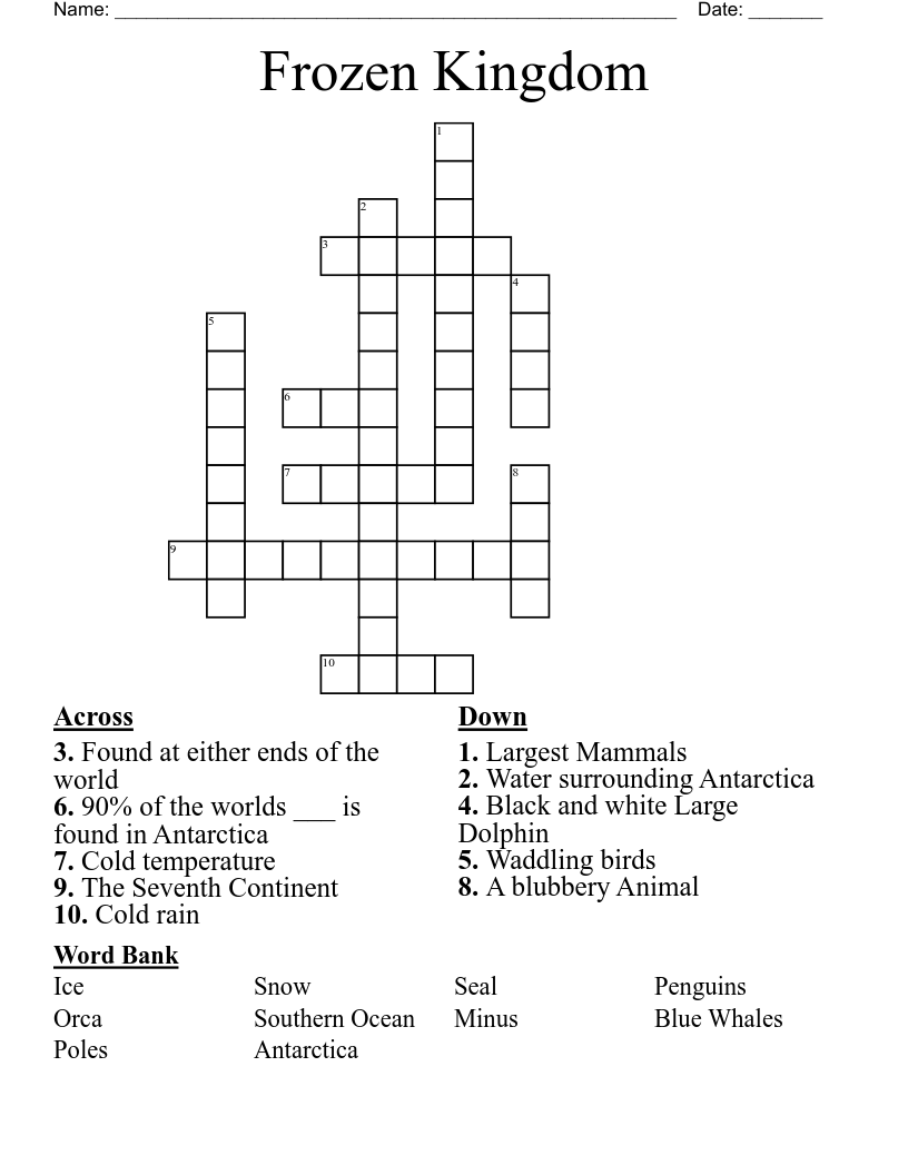 Frozen Kingdom Crossword