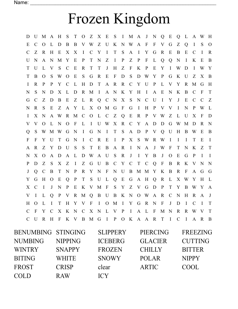 Frozen Kingdom Word Search