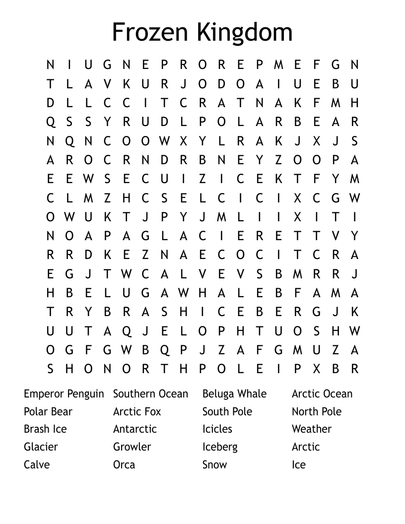 Frozen Kingdom Word Search