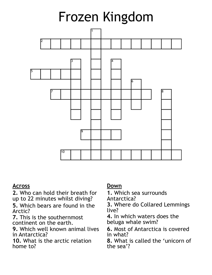 Frozen Kingdom Crossword