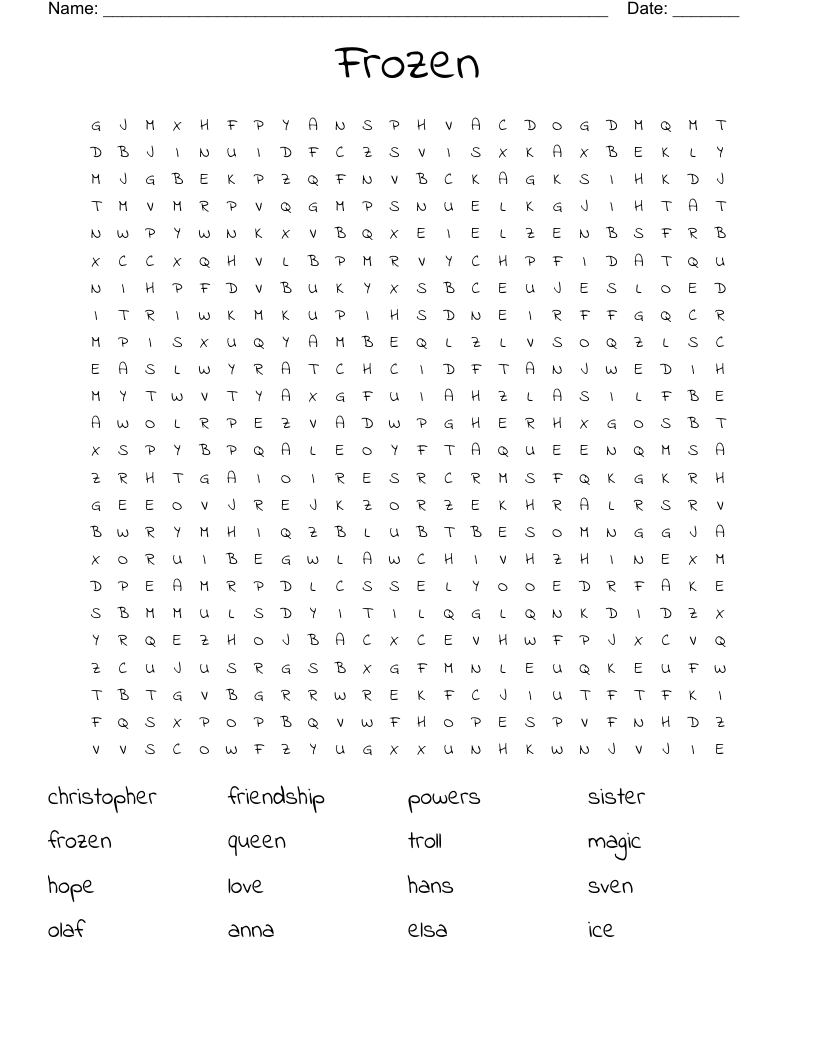 Frozen  Word Search