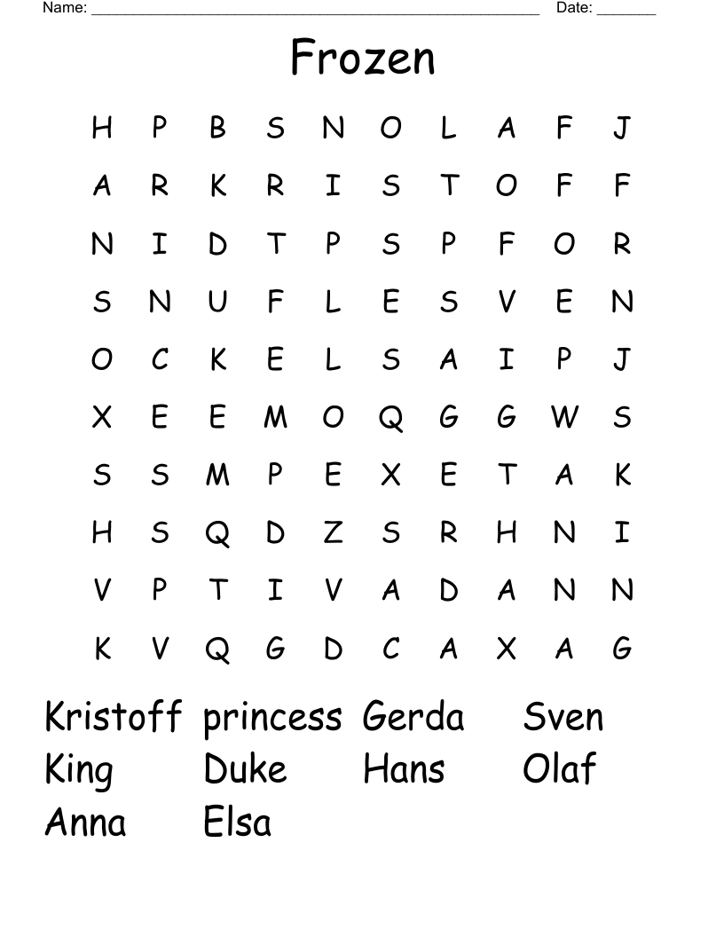 Frozen  Word Search
