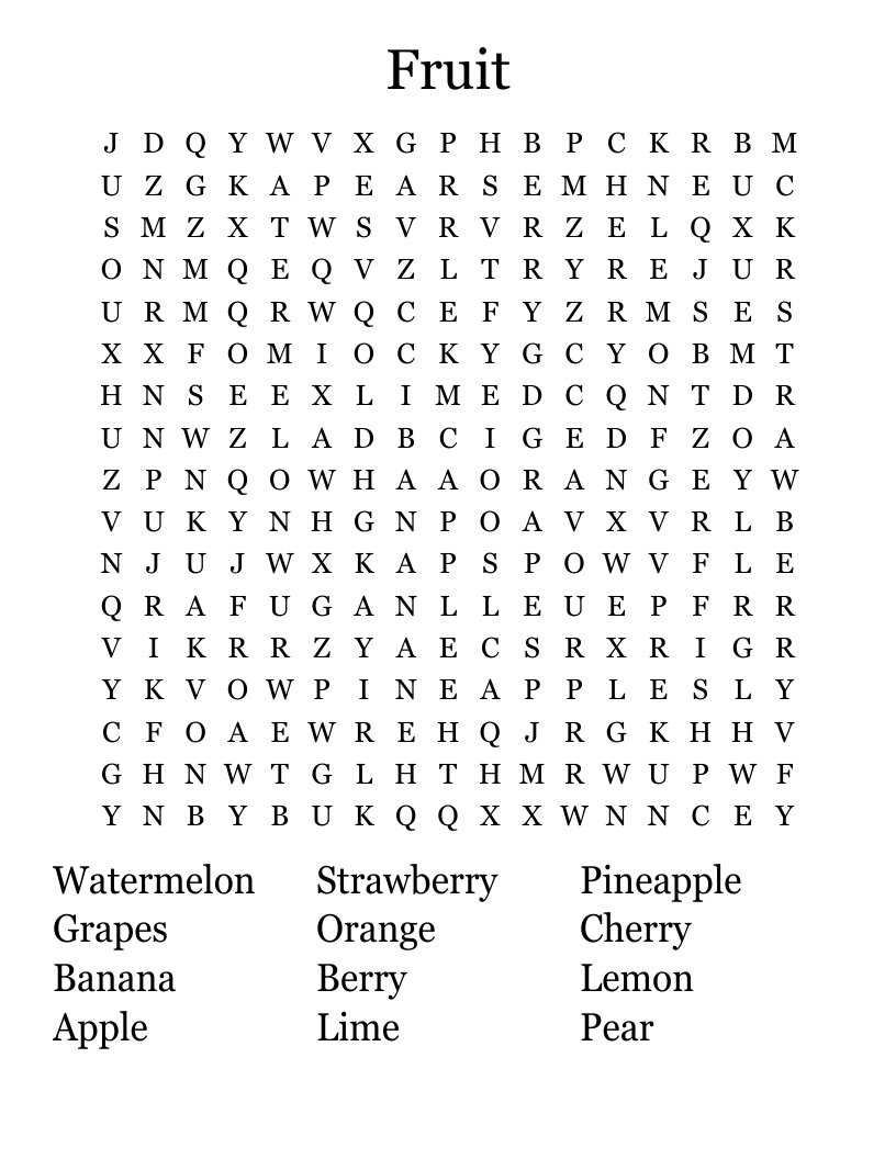 Fruit Word Search