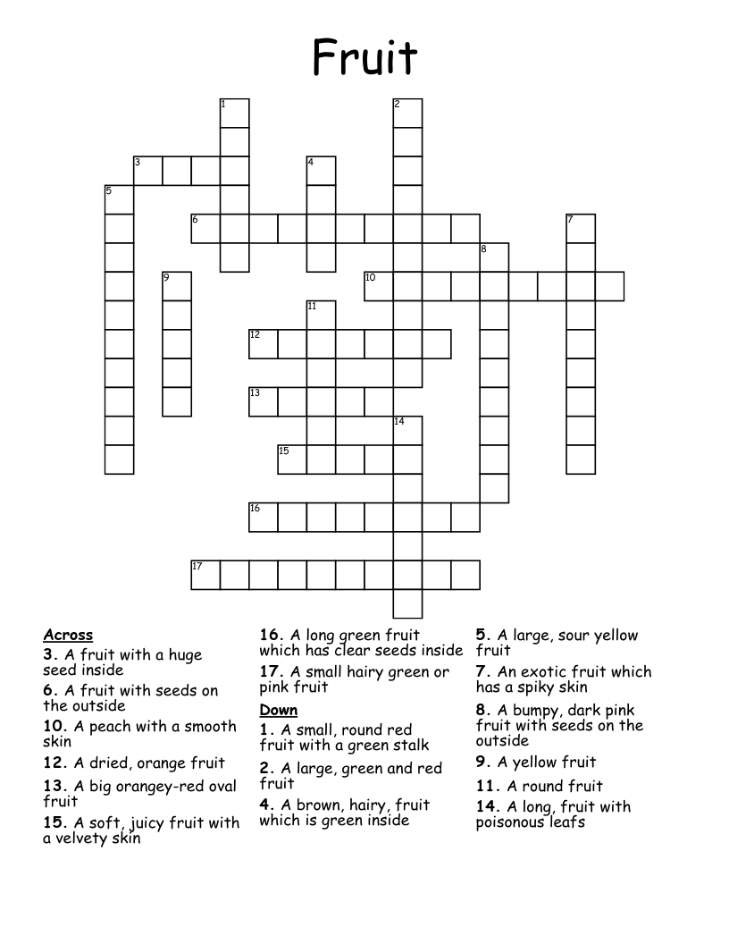 Fruit Crossword