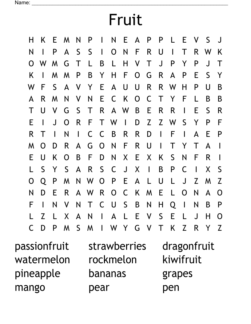 Fruit Word Search