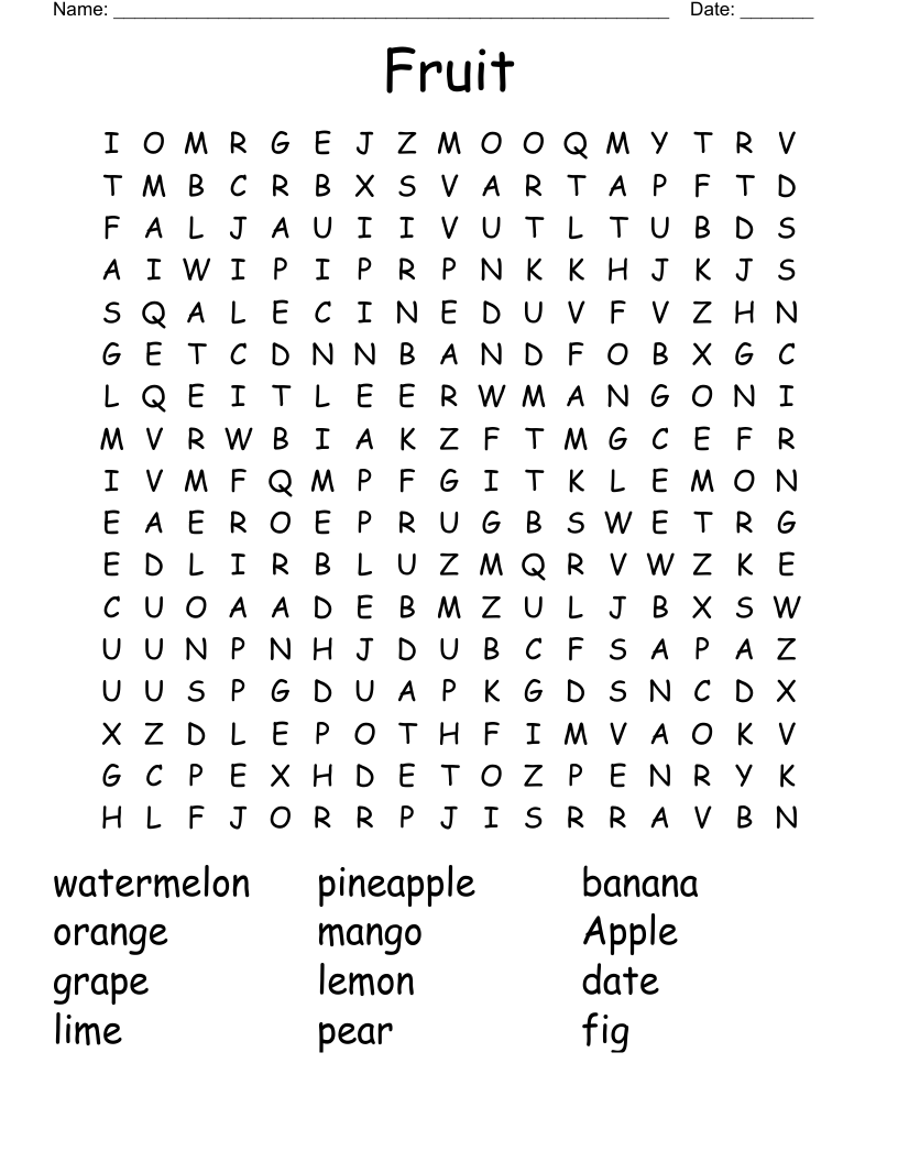 Fruit Word Search
