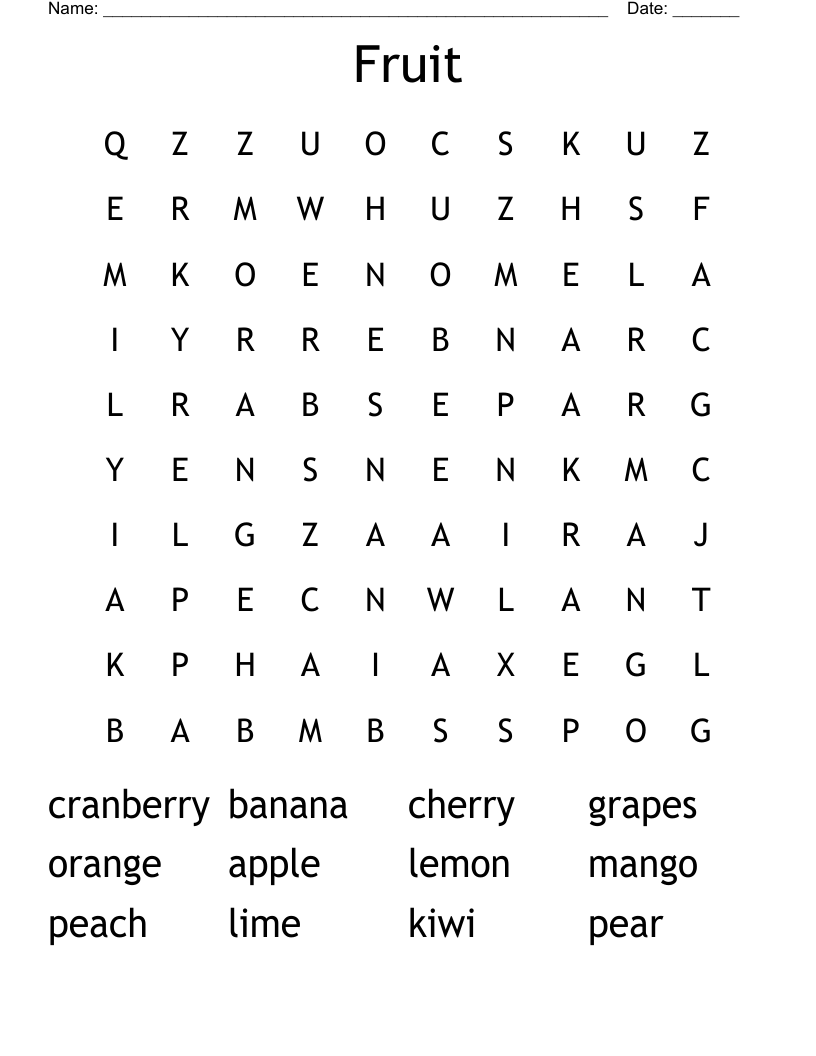 Fruit Word Search