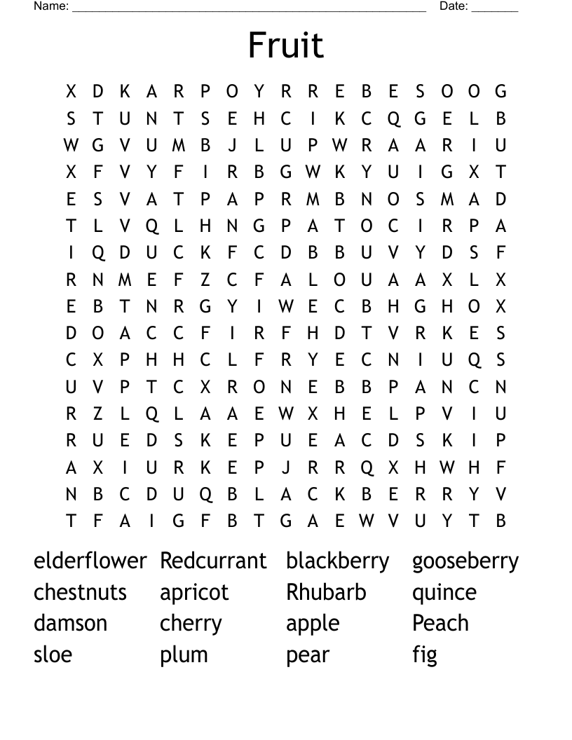 Fruit Word Search