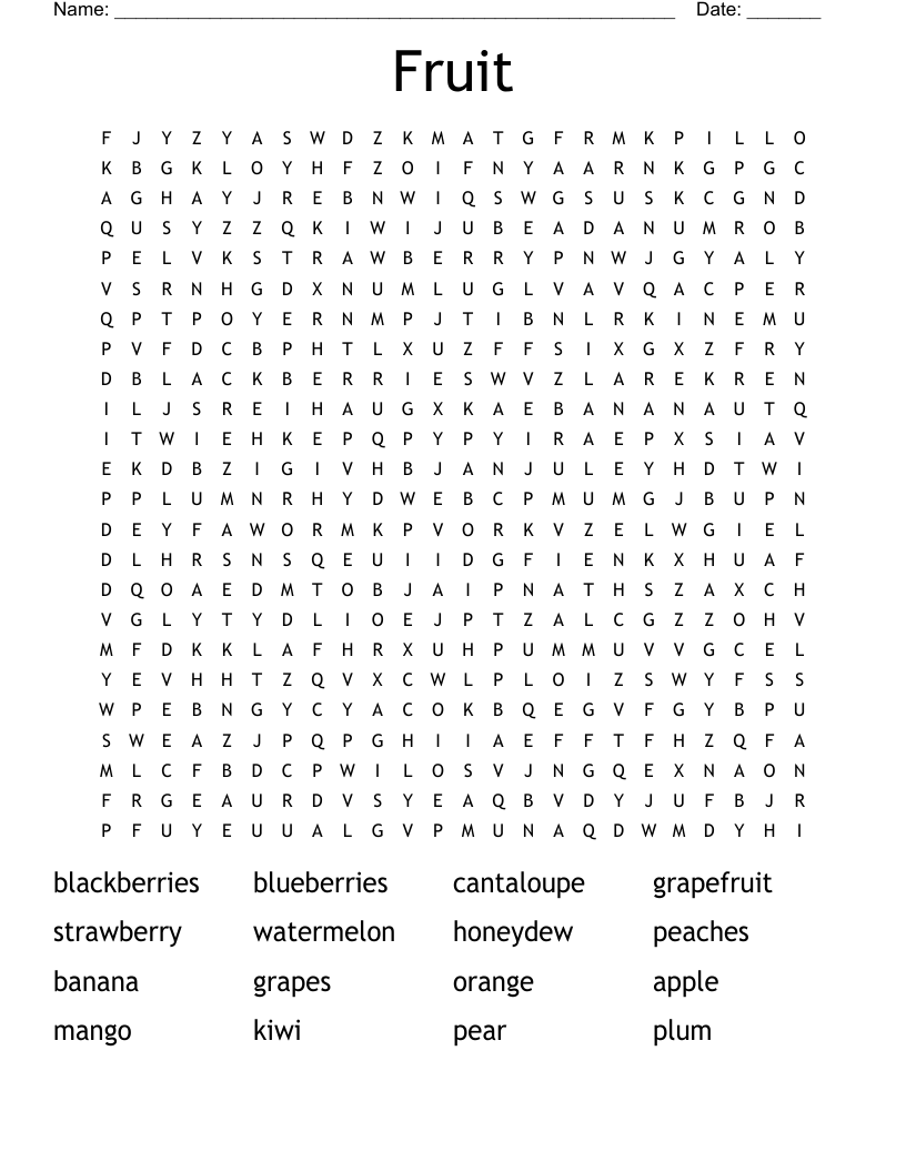 Fruit Word Search