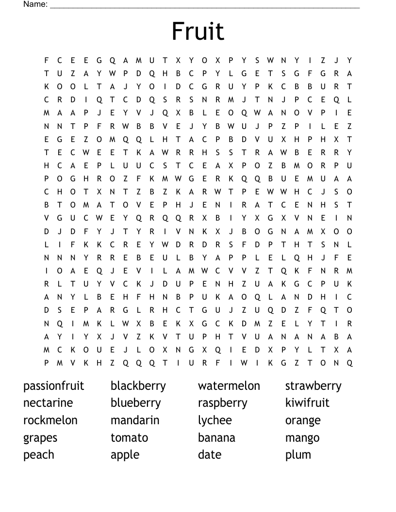 Fruit Word Search